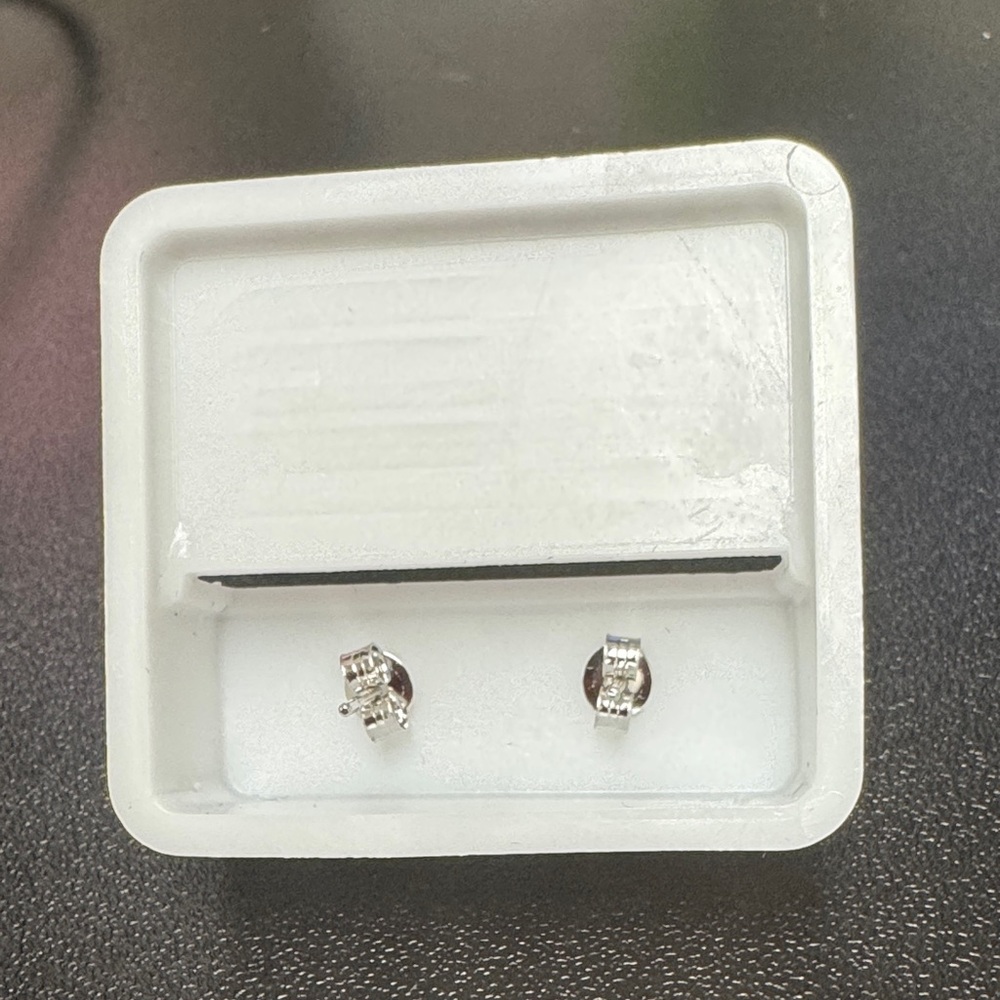 Sterling Silver Tanzanite Halo Stud Earrings - Violet Blue - Picture 2 of 2